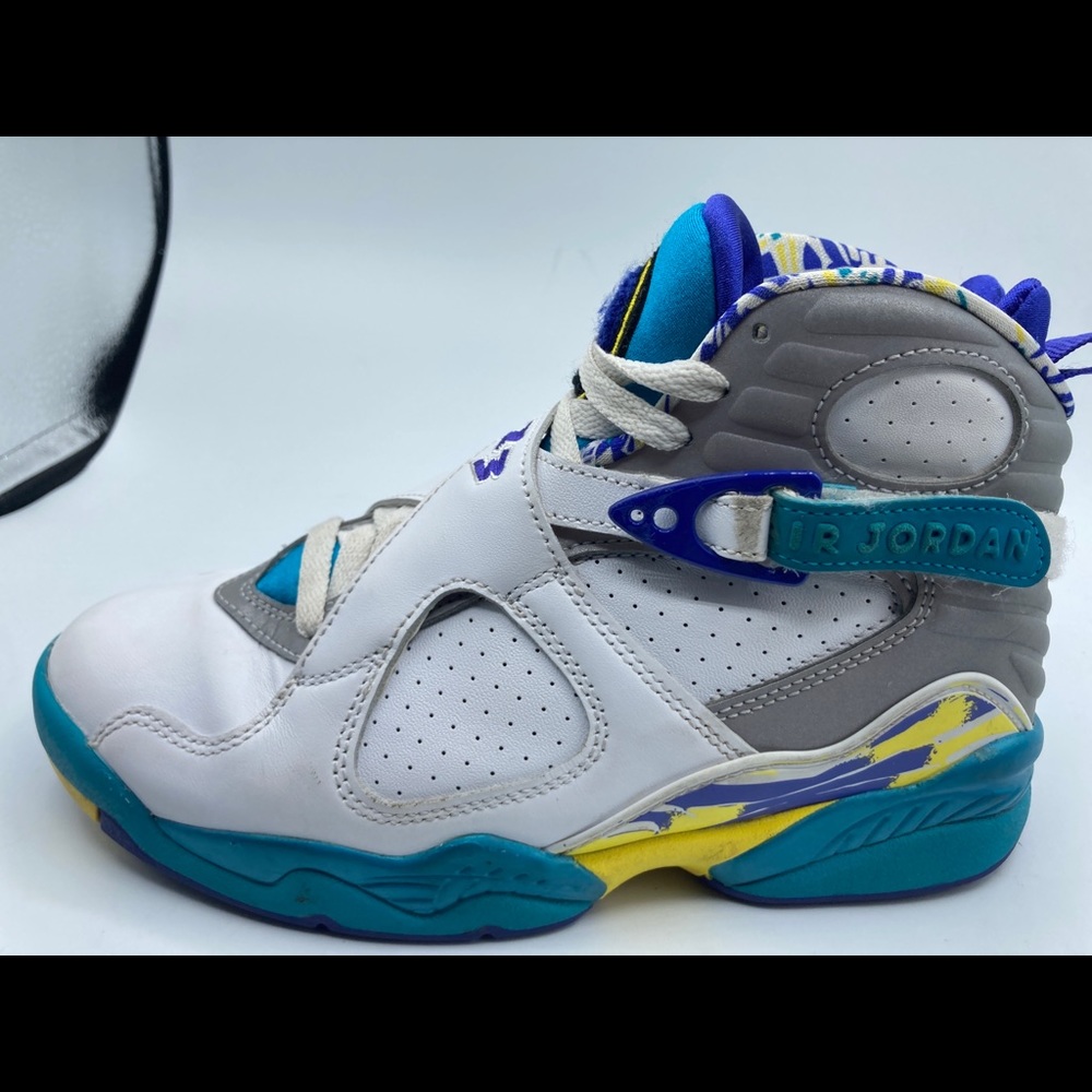 2019 Nike Air Jordan 8 Retro OG White Aqua CI1236-100 Sz 7 Women’s - Picture 3 of 12